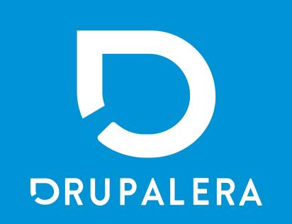 Logo La Drupalera vertical con fondo azul